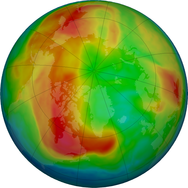 Arctic ozone map for 03 February 2023